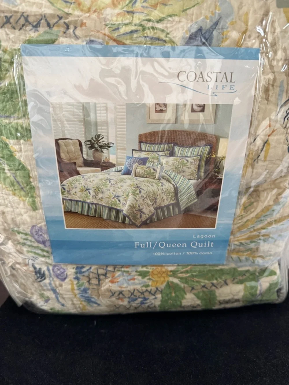 Coastal Life Full/Queen Quilt Set, 2 Shams & 3 Decorative Pillows in 100% cotton - Picture 9 of 15